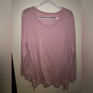 Lane Bryant Size 14/16 Mauve Long Sleeve Blouse with Ruffles on Sides